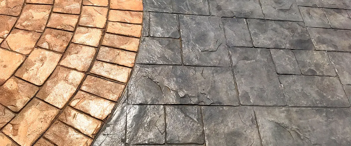 A stamped concrete patio with a beautiful pattern