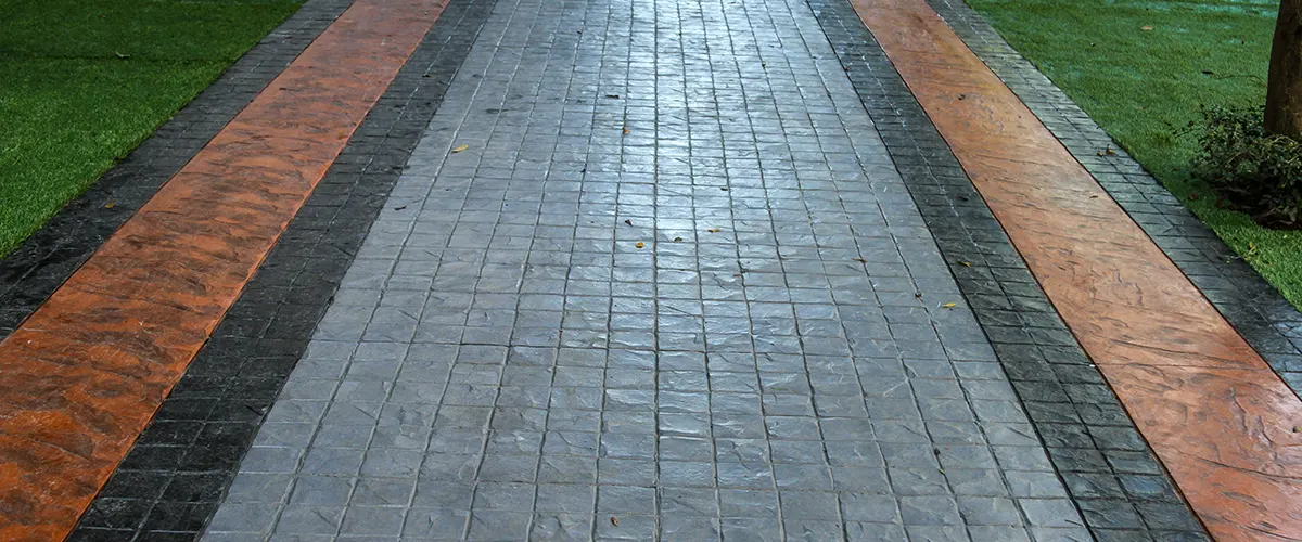 A large concrete stamped walkway