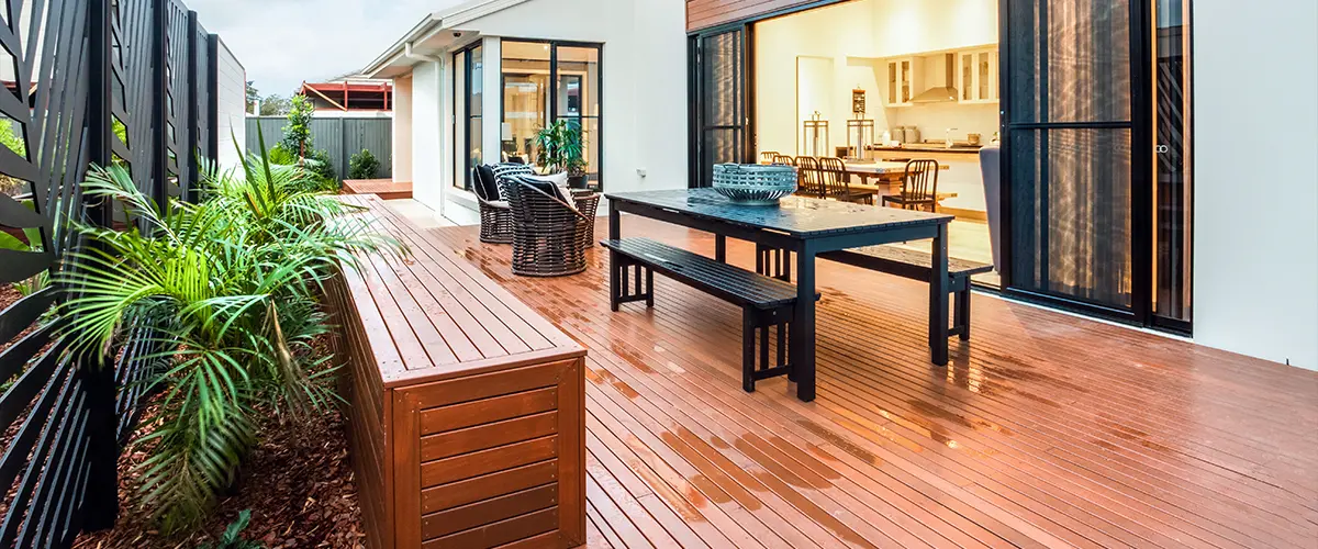 Composite decking with built-in furniture