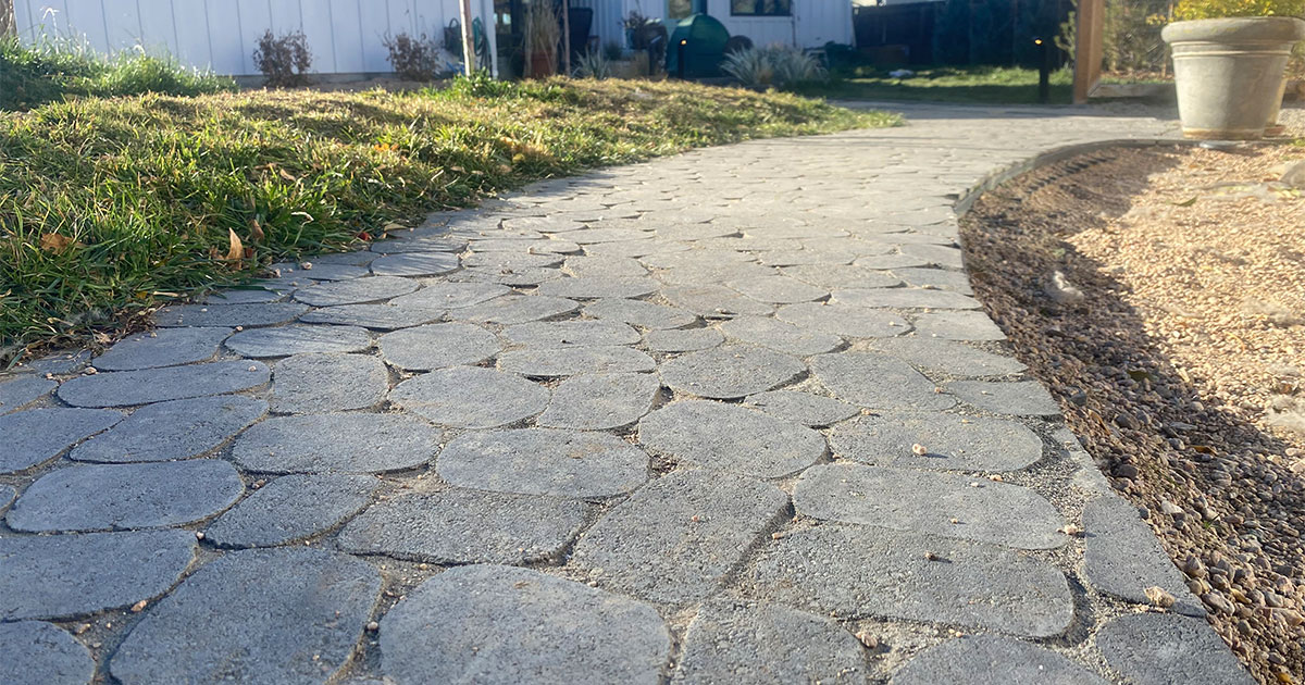 A stone pathway for a backyard