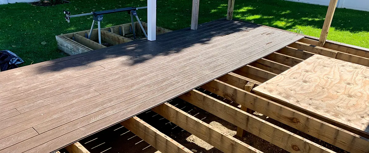 Deck frame with composite decking