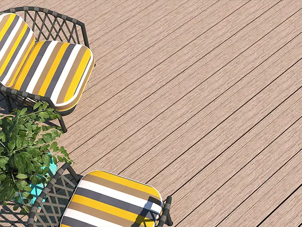 Composite decking with colorful chairs