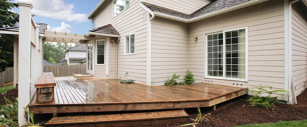 extended deck in backyard