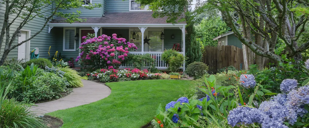 beautiful front yard with flowers