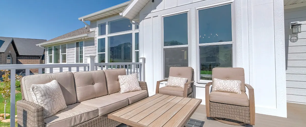 cozy white outdoor deck