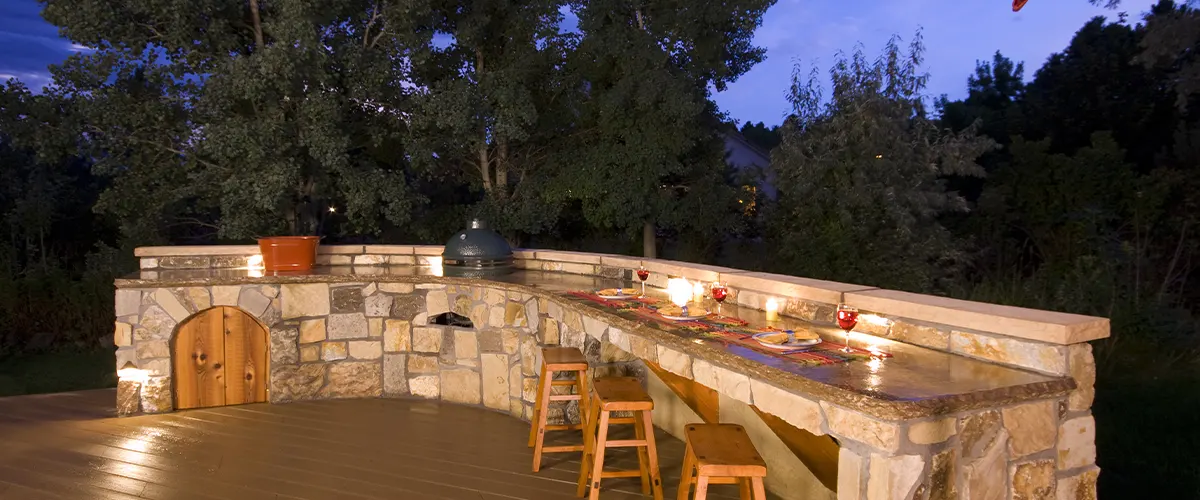 outdoor lighting in outdoor kitchen