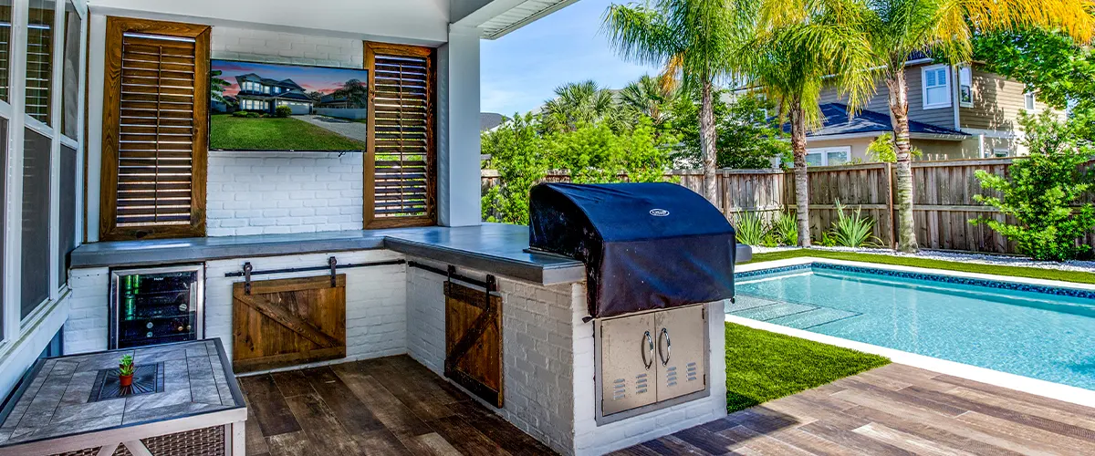 outdoor space with pool