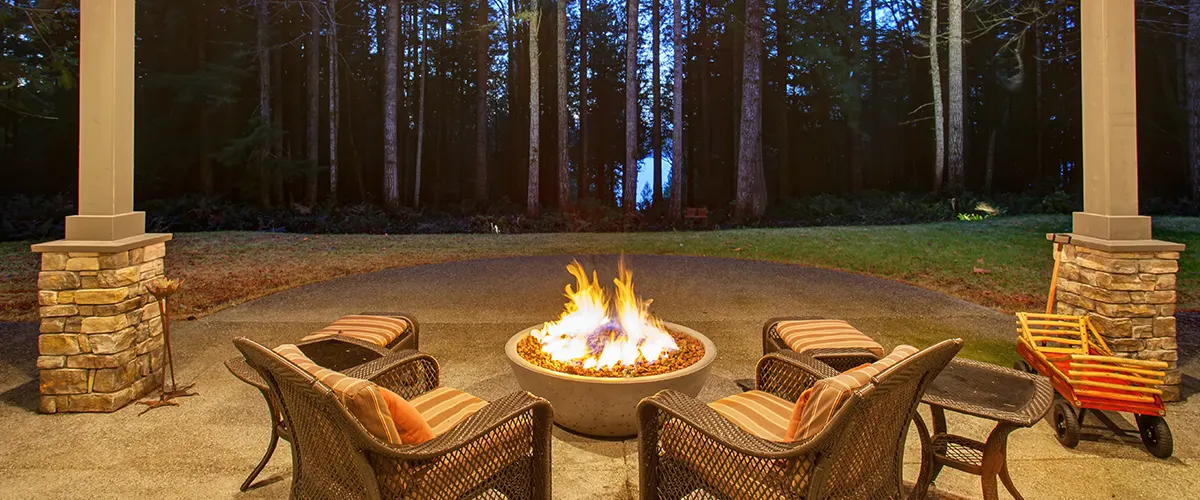 patio with large firepit