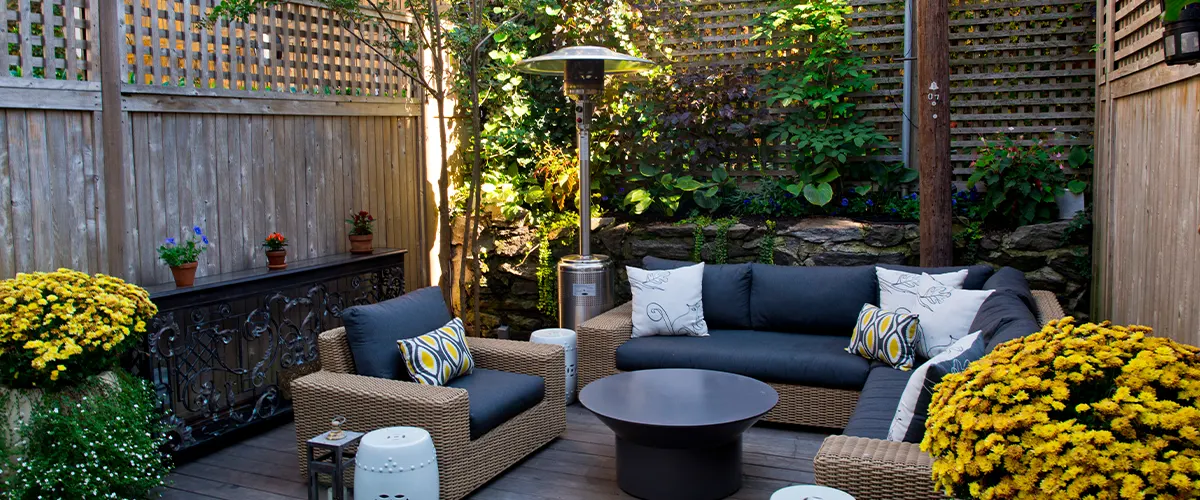 small private patio with furniture