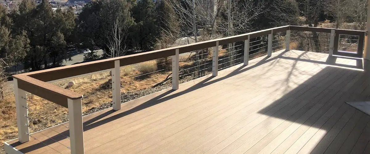 deck railing installation of a steel cable railing