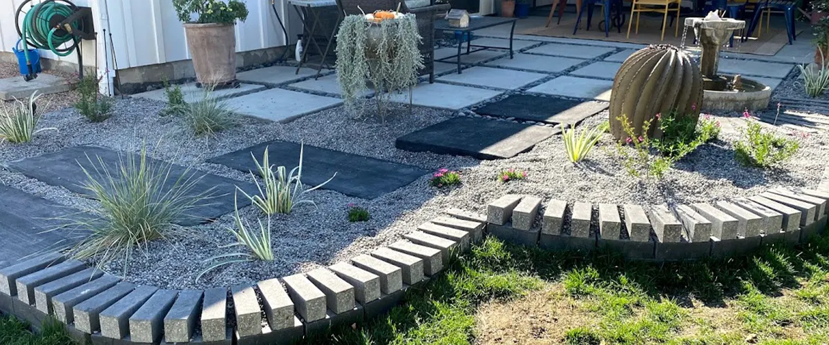 concrete pavers in yard