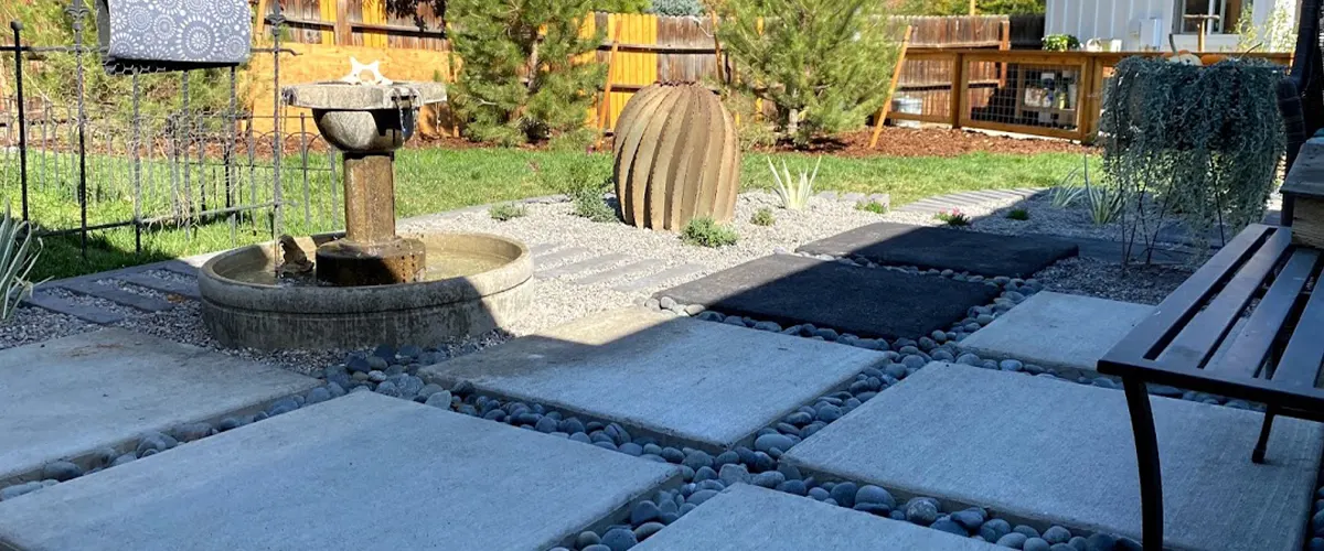 large stone pavers in backyard