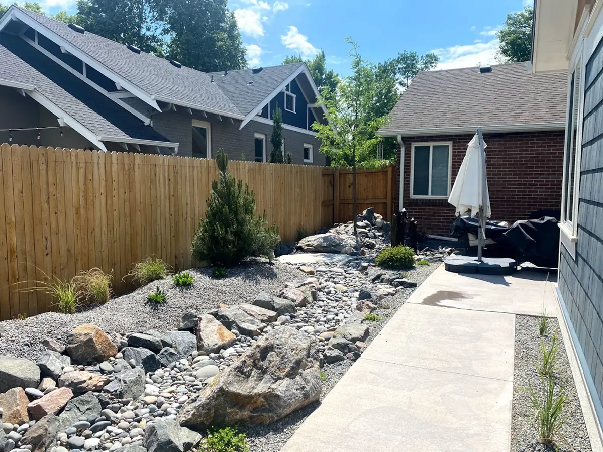 backyard after xeriscaping installation