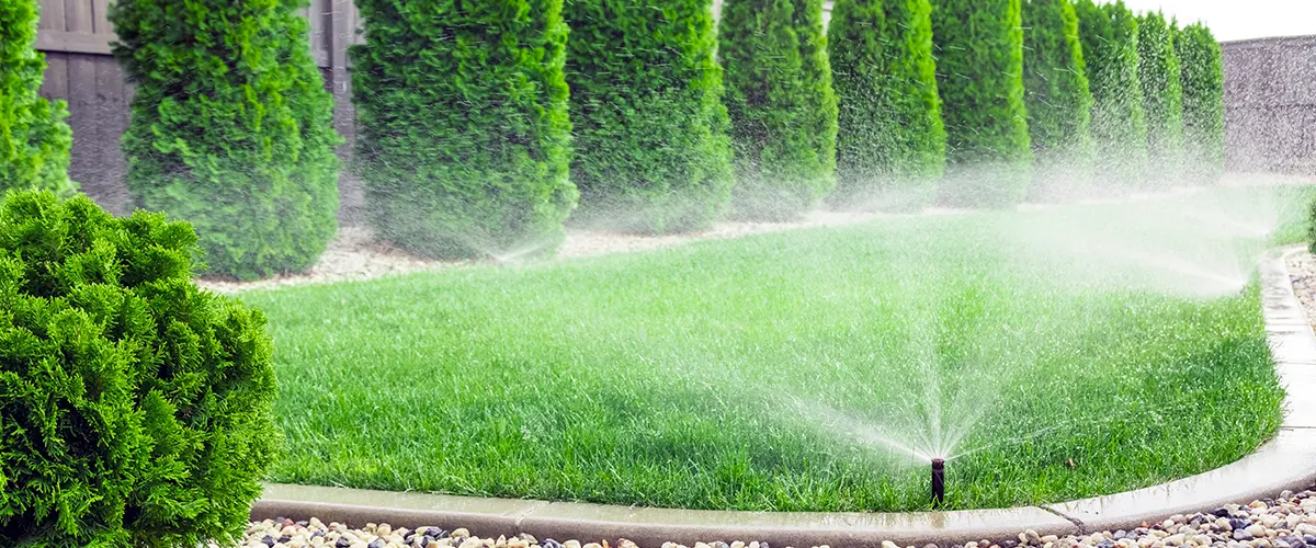 sprinkler system watering lawn