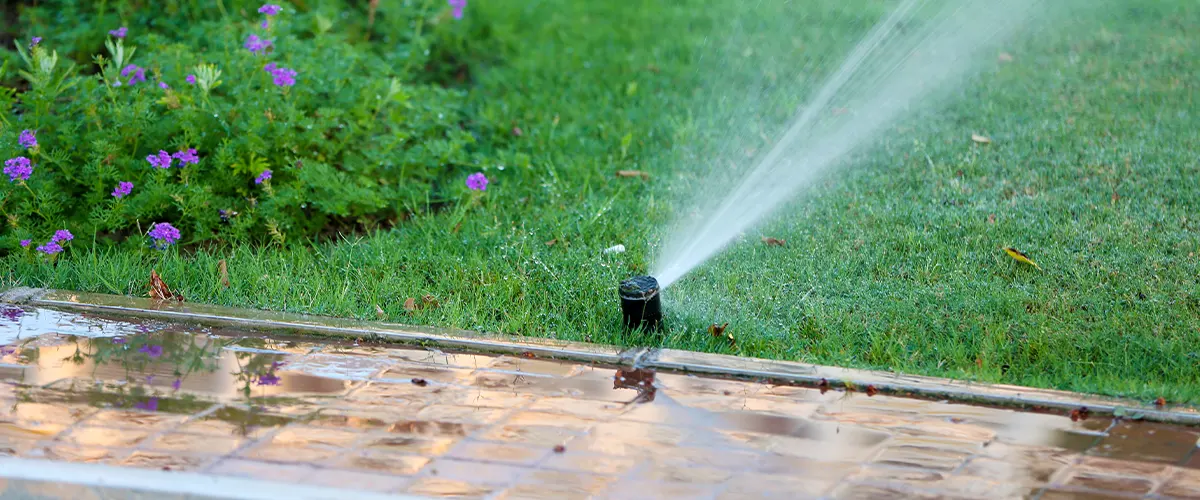 sprinkler watering lawn