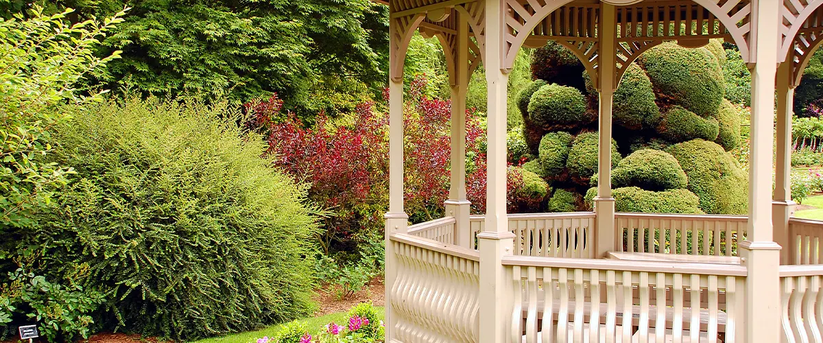 elegant light wood gazebo