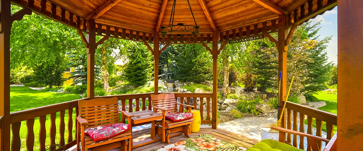 large rustic wood gazebo