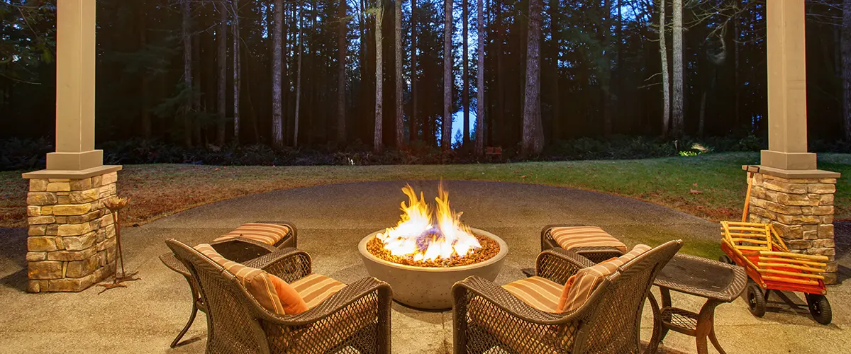 outdoor bright fire pit and materials