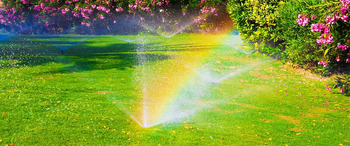 Sprinkler System Watering Lawn In Denver Colorado