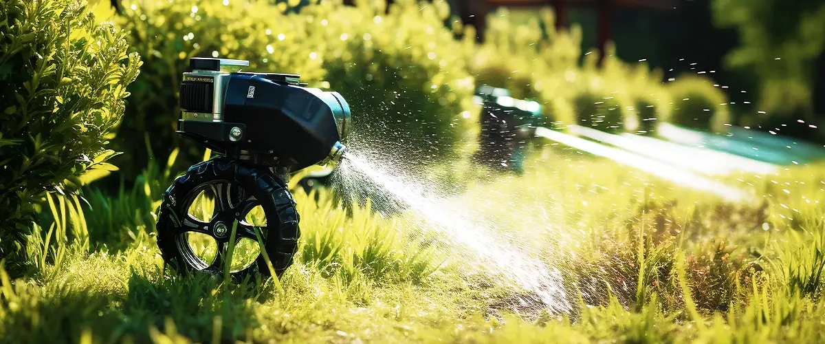 New Sprinkler System Aligned and Bursting Water
