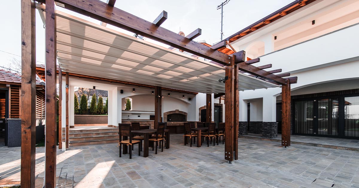 Beautiful terrace lounge with pergola