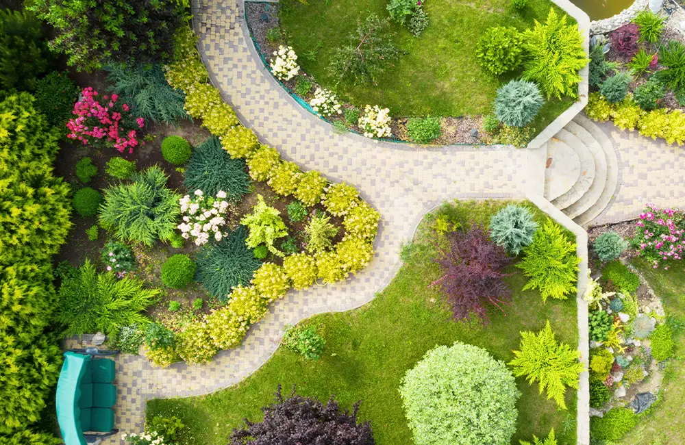 Top View of a Custom Garden Design In Denver Colorado