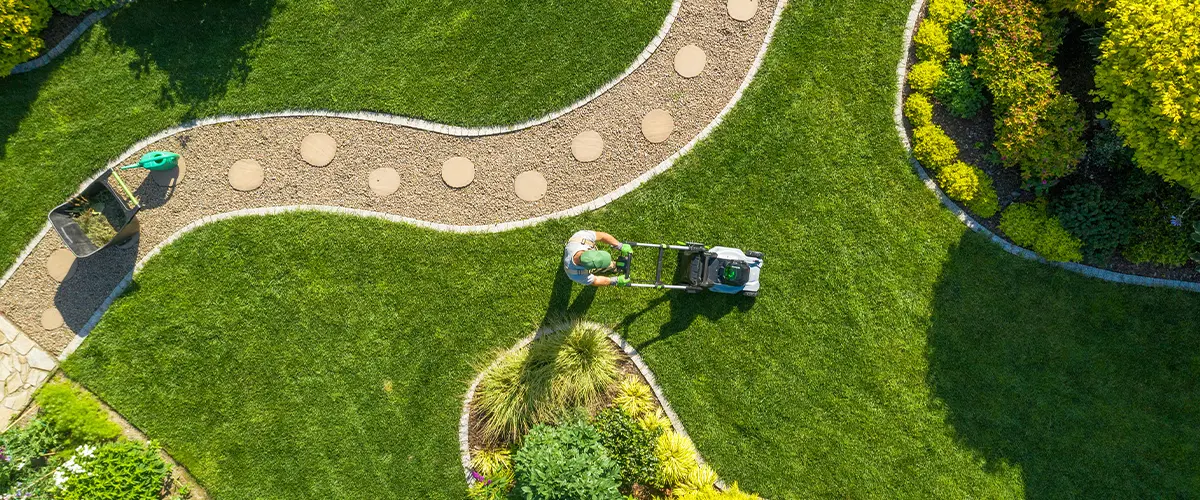 Lush Denver garden path after landscape renovation