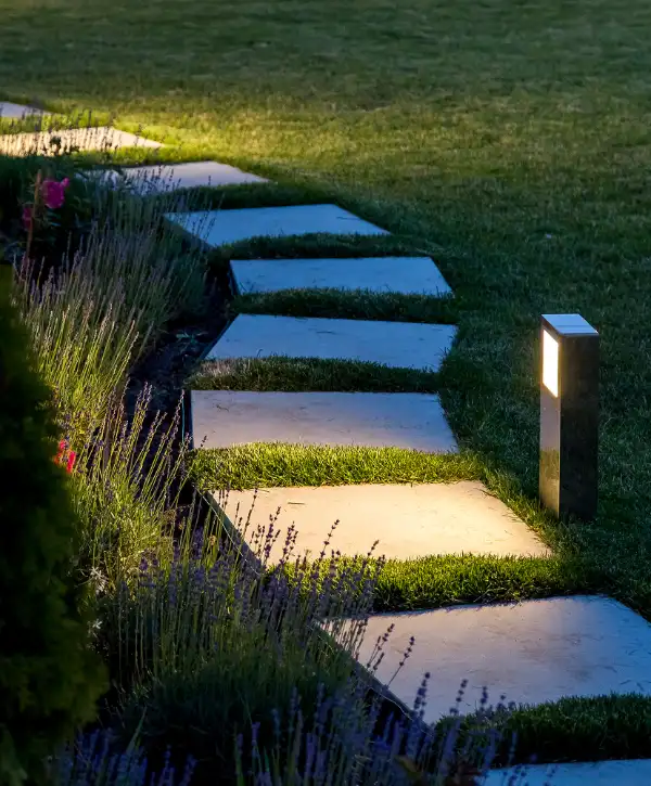 a modern solar-powered path light